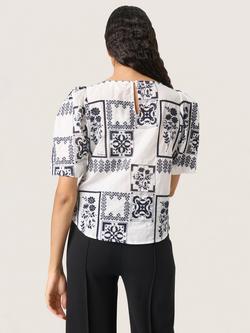 Soaked In Luxury Reesha Patchwork Top, Broken White/Navy - view 2, Broken White/Navy