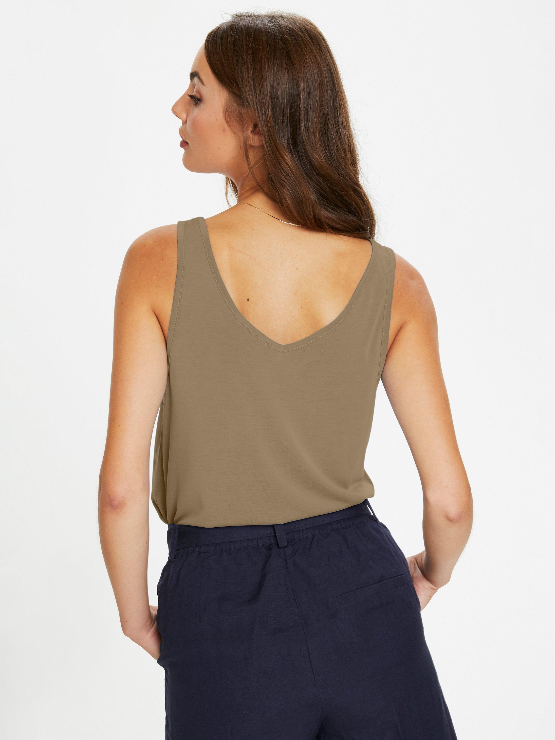 Product image 2 of 5, which shows Soaked In Luxury Columbine V-Neck Vest Top, Neutral, M