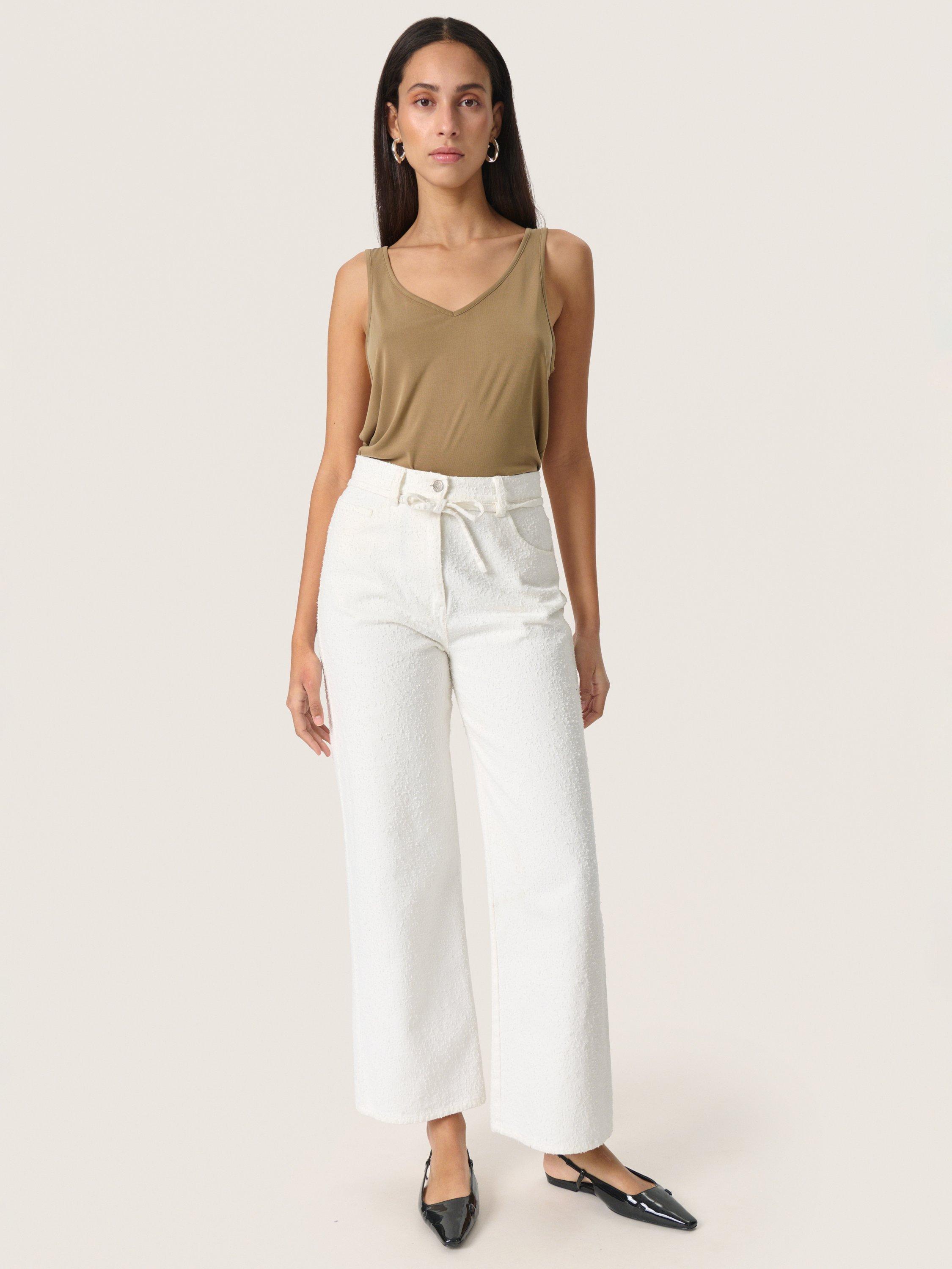 Product image 3 of 5, which shows Soaked In Luxury Columbine V-Neck Vest Top, Neutral, M