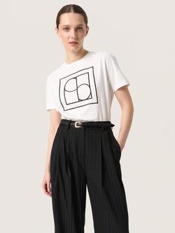 Soaked In Luxury Varga Geometric Logo T-Shirt, Broken White, Broken White