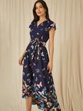 Yumi Butterfly Wrap Midi Dress, Navy