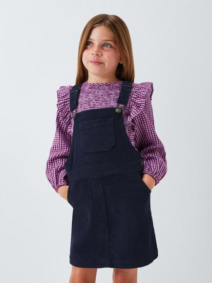 John Lewis Kids' Corduroy Pinafore Dress, Navy, Navy