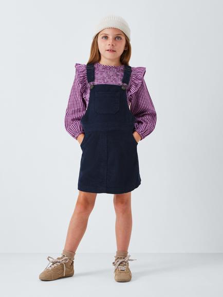 John Lewis Kids' Corduroy Pinafore Dress, Navy - view 2, Navy