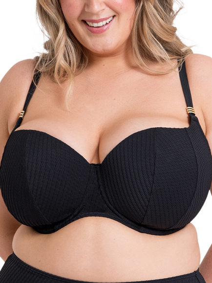 Curvy Kate Jet Set Padded Balcony Bikini Top, Black, Black