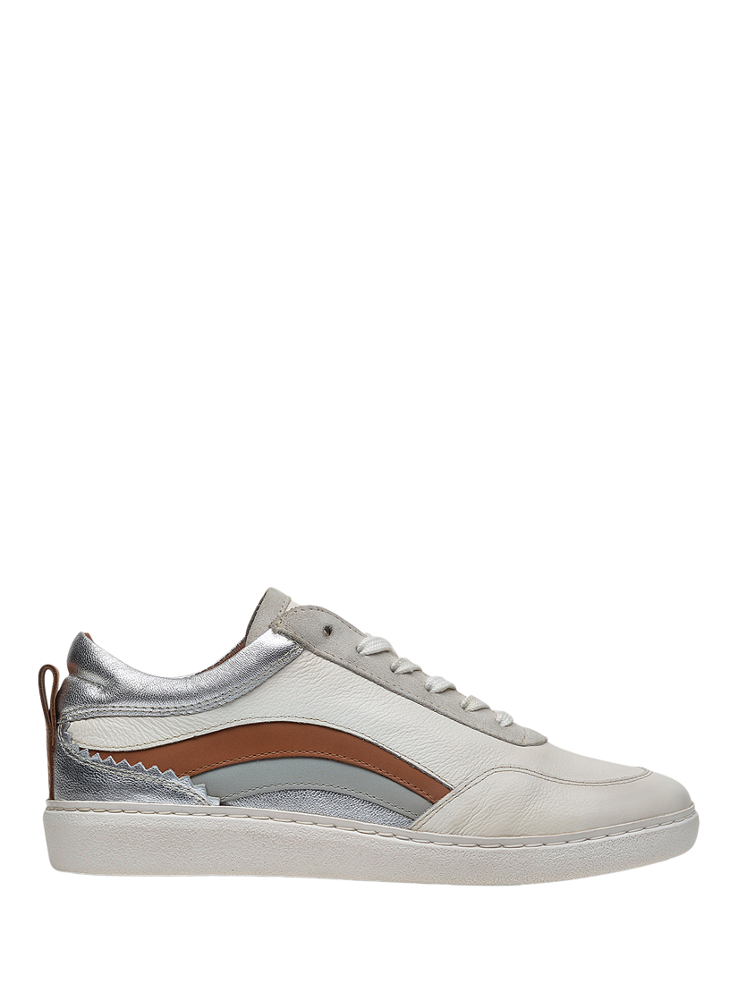 Product image 1 of 4, which shows Radley June Lane Leather Colour Block Lace Up Trainers, White, 4