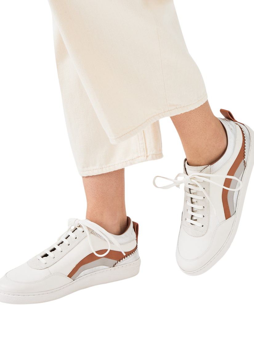 Product image 4 of 4, which shows Radley June Lane Leather Colour Block Lace Up Trainers, White, 4