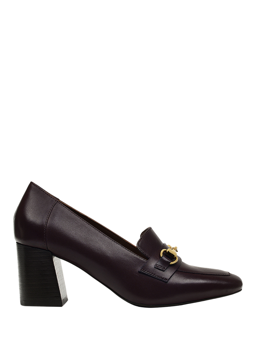 Product image 1 of 4, which shows Radley Burlington Mews Patent Leather Block Heel Loafers, Dark Cherry, 4