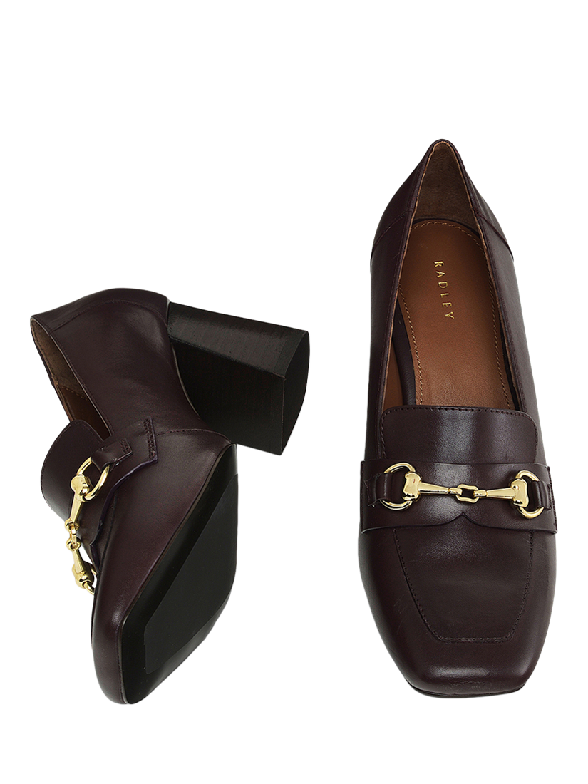 Product image 3 of 4, which shows Radley Burlington Mews Patent Leather Block Heel Loafers, Dark Cherry, 4