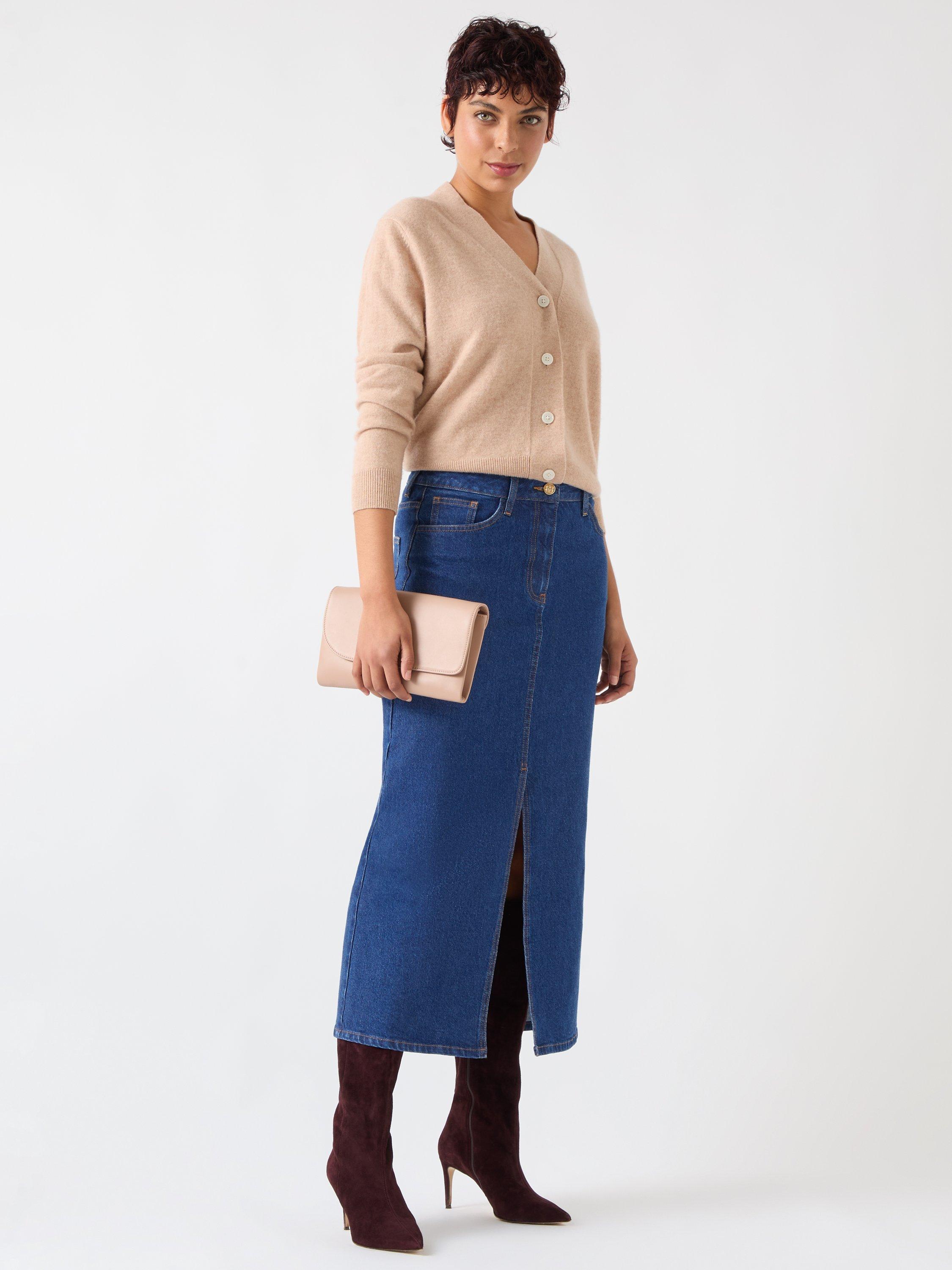 Product image 1 of 5, which shows L.K.Bennett Hardy Denim Skirt, Indigo, 8