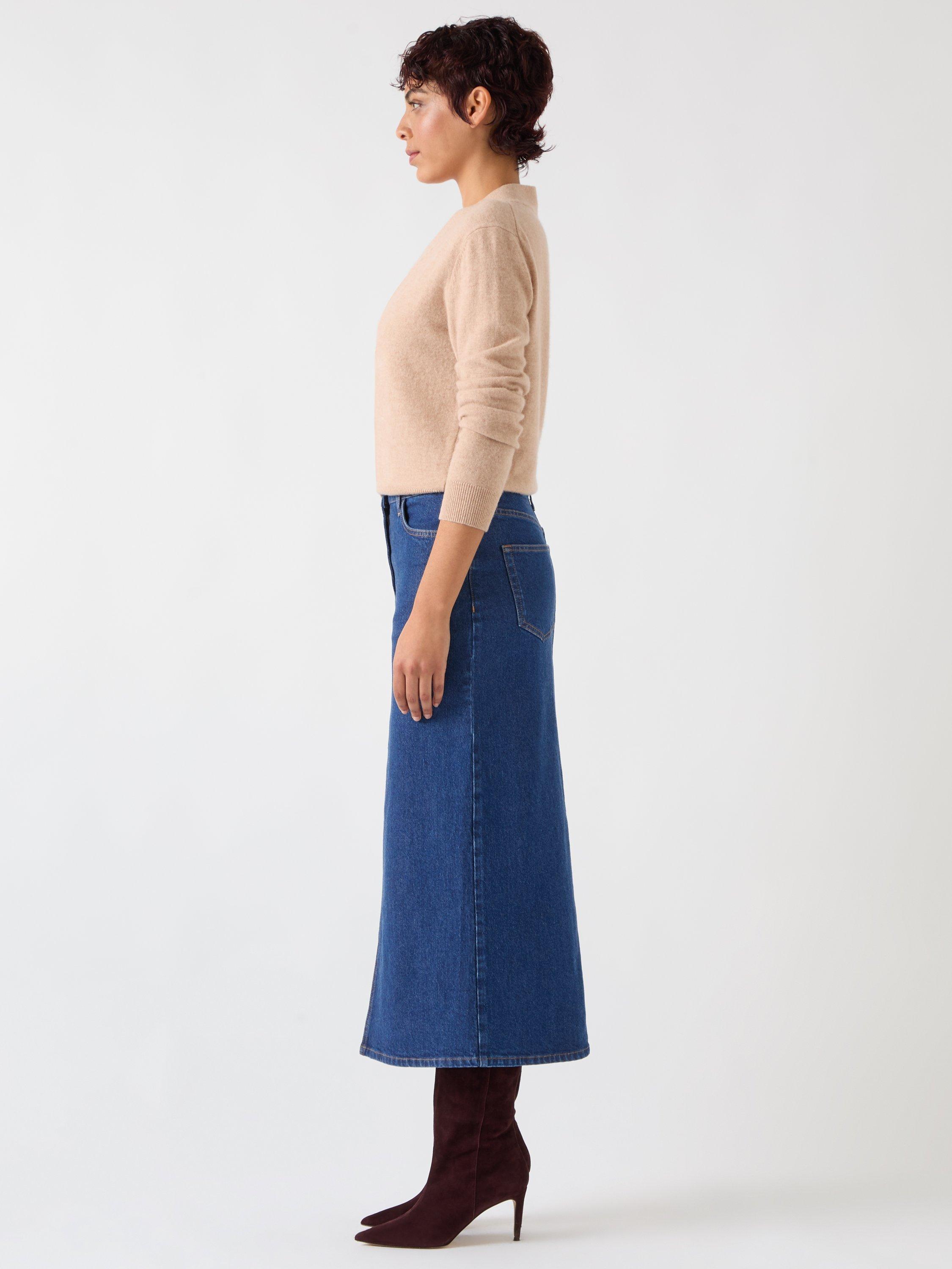 Product image 2 of 5, which shows L.K.Bennett Hardy Denim Skirt, Indigo, 8