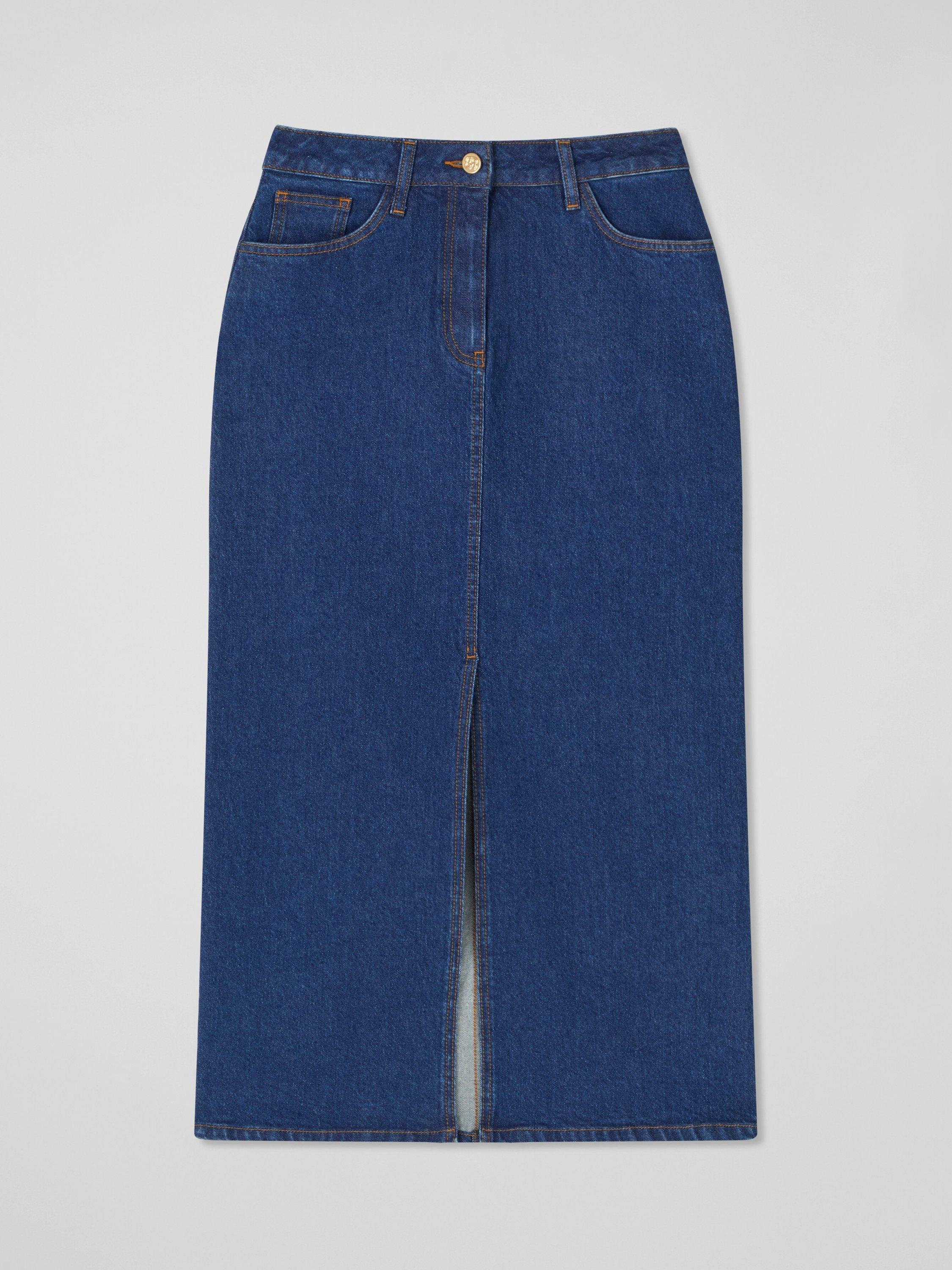 Product image 5 of 5, which shows L.K.Bennett Hardy Denim Skirt, Indigo, 8