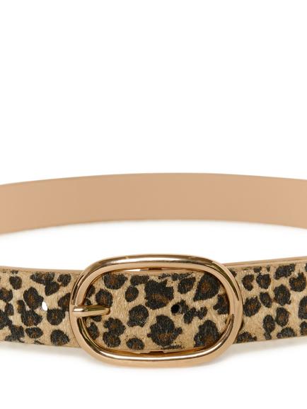 KAFFE KAdorota Oval Buckle Belt, Leopard W. Gold - view 2, Leopard W. Gold