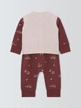 John Lewis Baby Fox Romper & Knitted Gilet Set, Burgundy