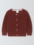 John Lewis Baby Little One Back Embroidery Cardigan, Burgundy