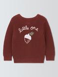 John Lewis Baby Little One Back Embroidery Cardigan, Burgundy