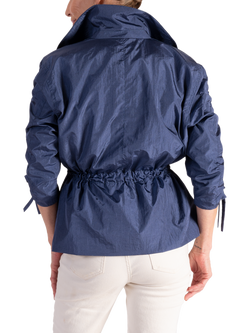 chesca Tie Front Ruched Sleeve Jacket - view 2, Blue