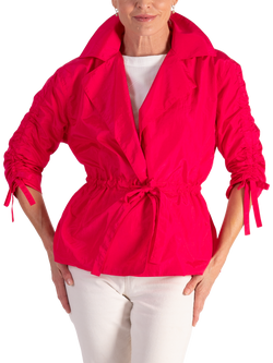 chesca Tie Front Ruched Sleeve Jacket, Fuchsia, Fuchsia