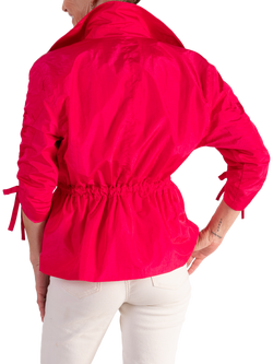 chesca Tie Front Ruched Sleeve Jacket, Fuchsia - view 2, Fuchsia