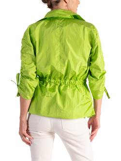 chesca Tie Front Ruched Sleeve Jacket - view 2, Lime