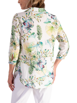 chesca Majestic Garden Floral Shirt, White/Green - view 2, White/Green