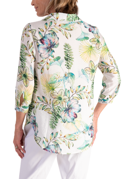 chesca Majestic Garden Floral Shirt, White/Green - view 2, White/Green