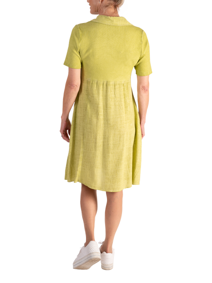 chesca Jersey Collar Dress, Lime - view 2, Lime