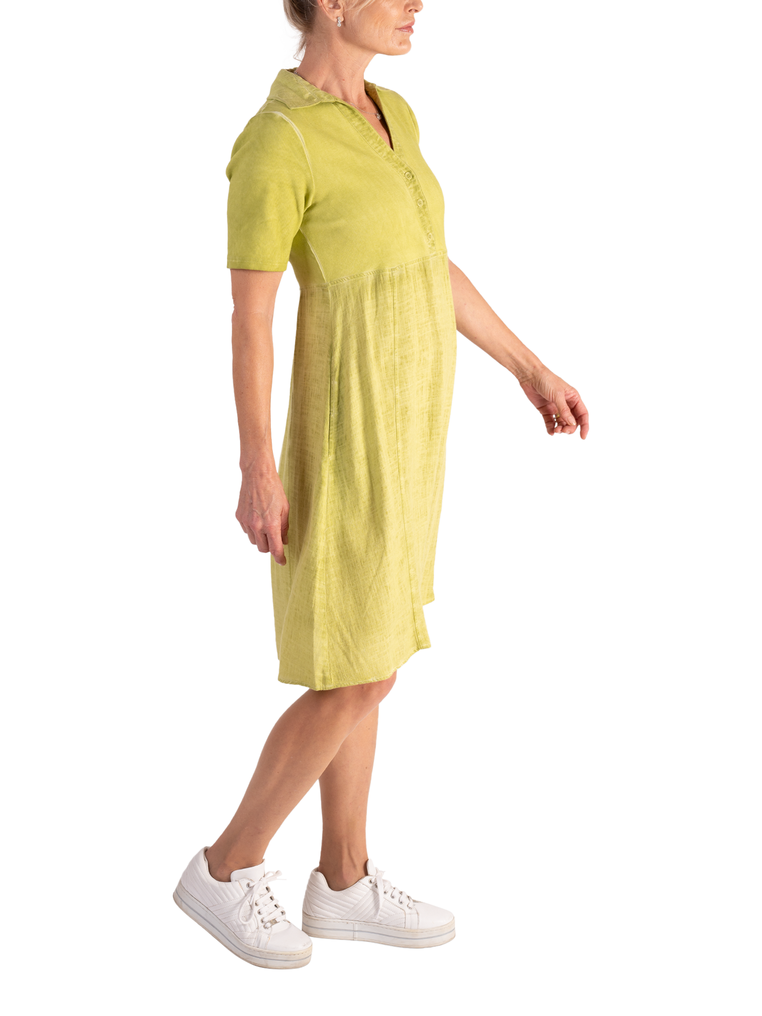 Product image 4 of 6, which shows chesca Jersey Collar Dress, Lime, 12-14