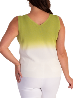 chesca Ombre Knit Vest Top, White/Lime - view 2, White/Lime