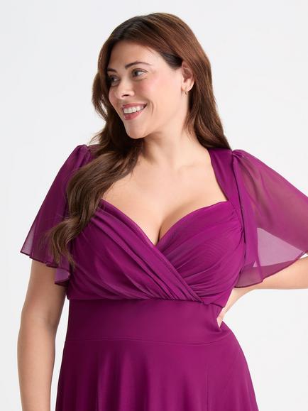 Scarlett & Jo Liz Bolero Wrap Bodice Midi Dress - view 2, Solid Mulberry