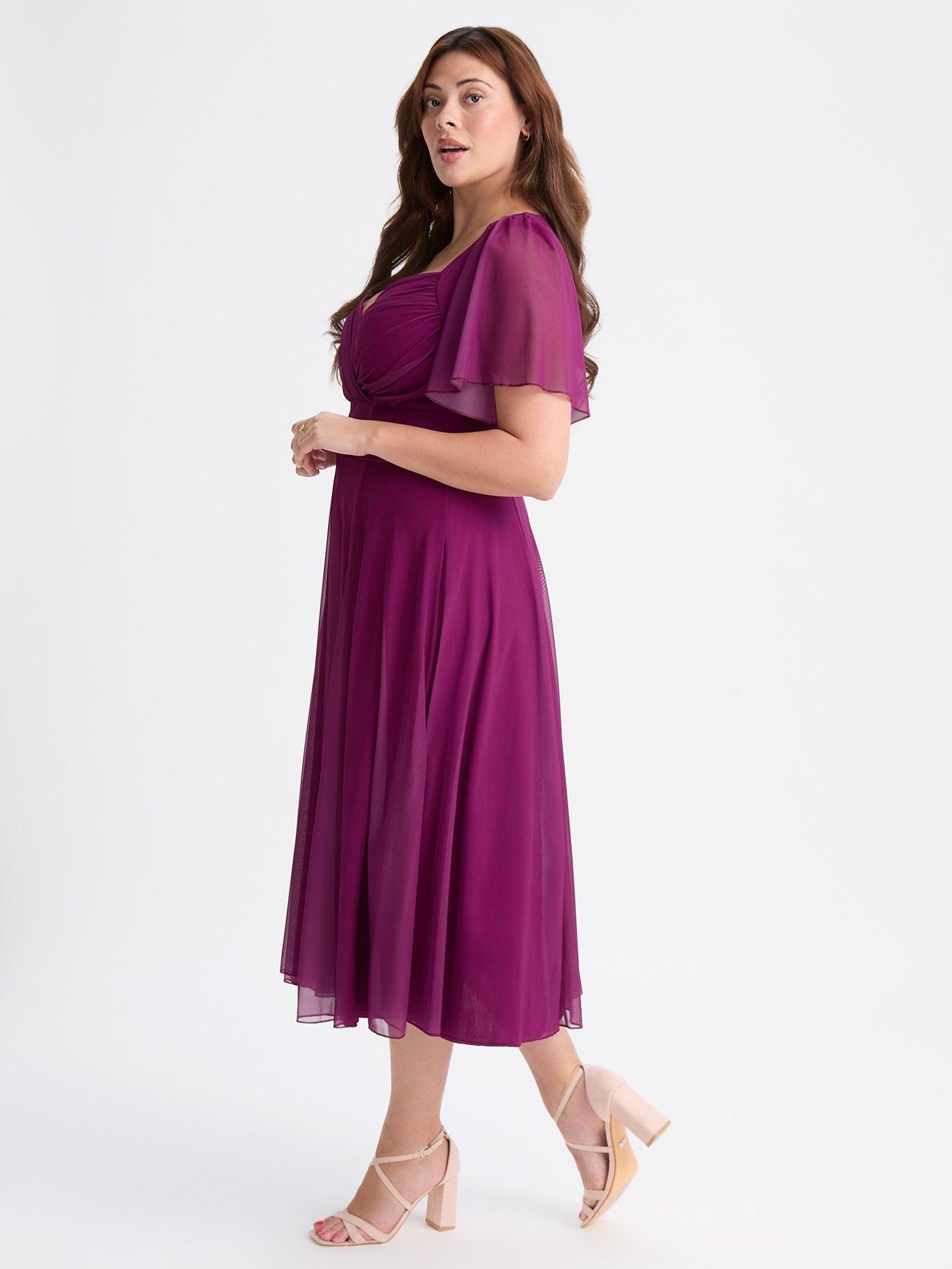Product image 3 of 4, which shows Scarlett & Jo Liz Bolero Wrap Bodice Midi Dress, Solid Mulberry, 12