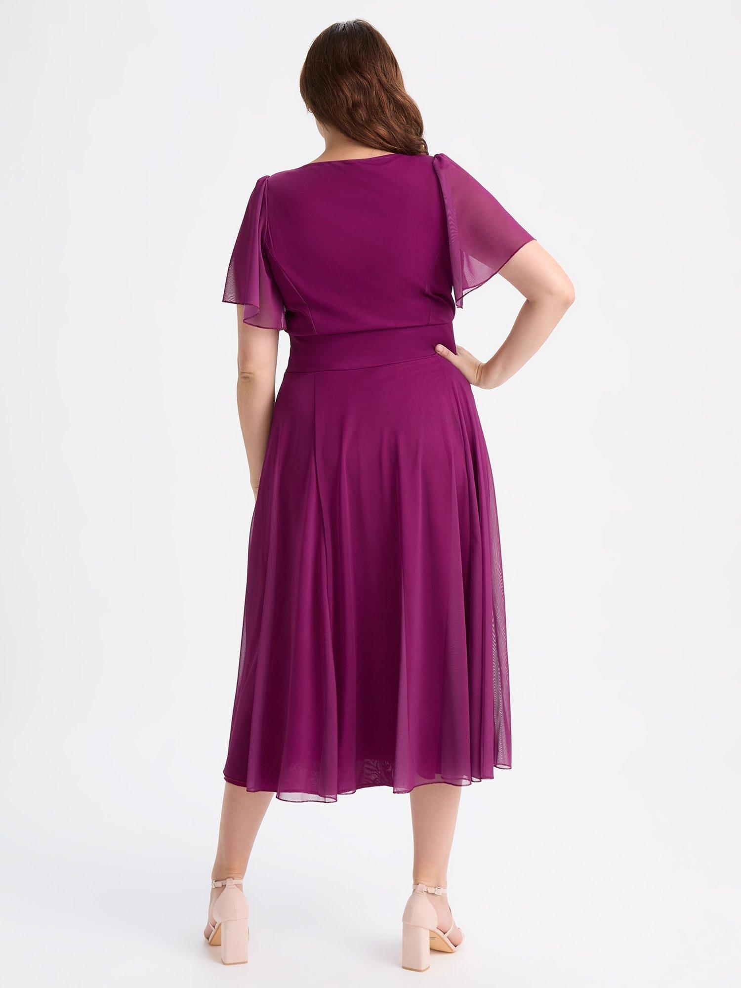 Product image 4 of 4, which shows Scarlett & Jo Liz Bolero Wrap Bodice Midi Dress, Solid Mulberry, 12