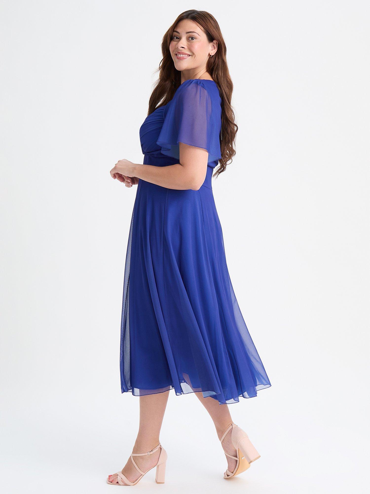 Product image 3 of 4, which shows Scarlett & Jo Liz Bolero Wrap Bodice Midi Dress, Solid Sapphire, 12