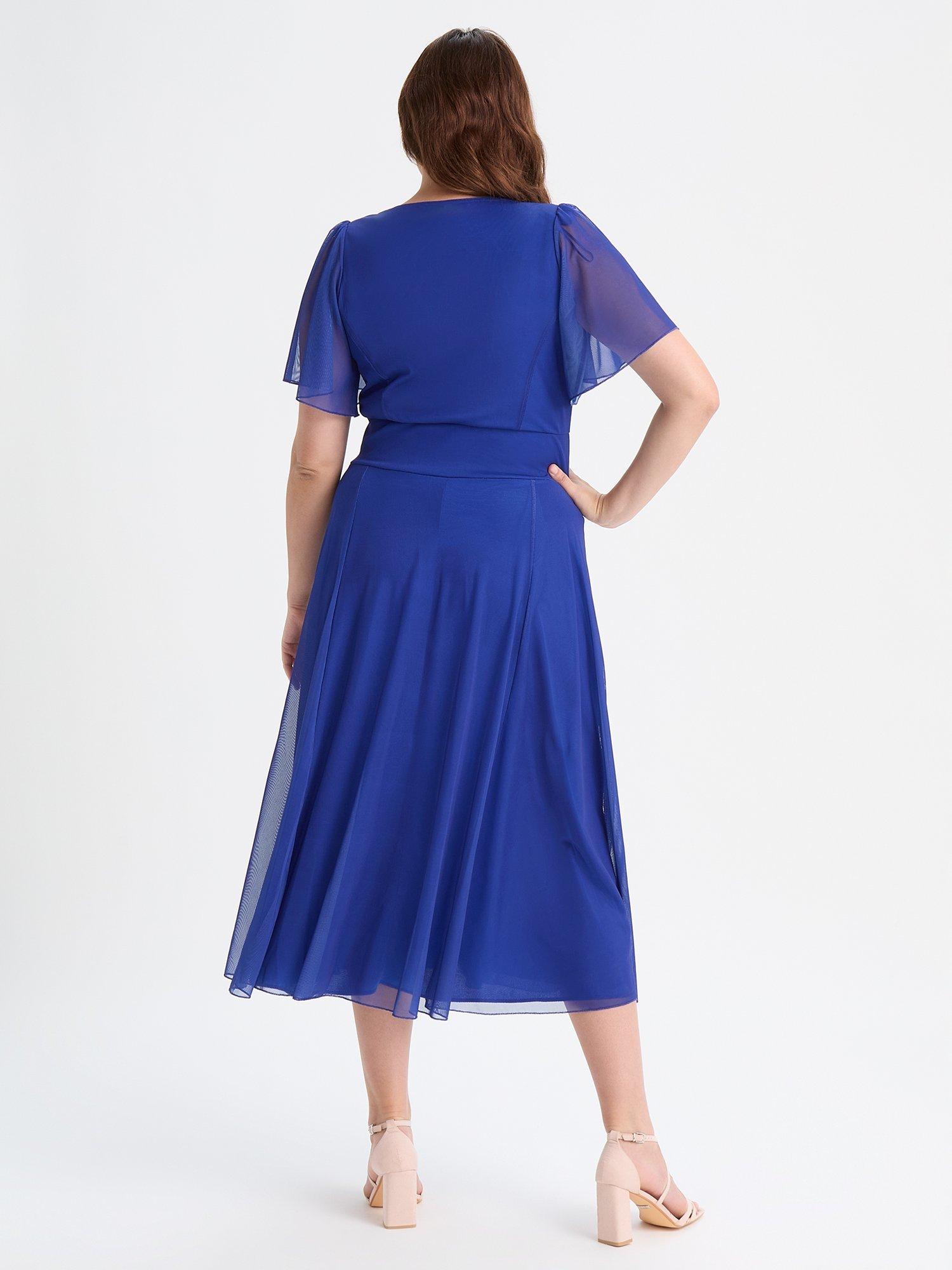 Product image 4 of 4, which shows Scarlett & Jo Liz Bolero Wrap Bodice Midi Dress, Solid Sapphire, 12