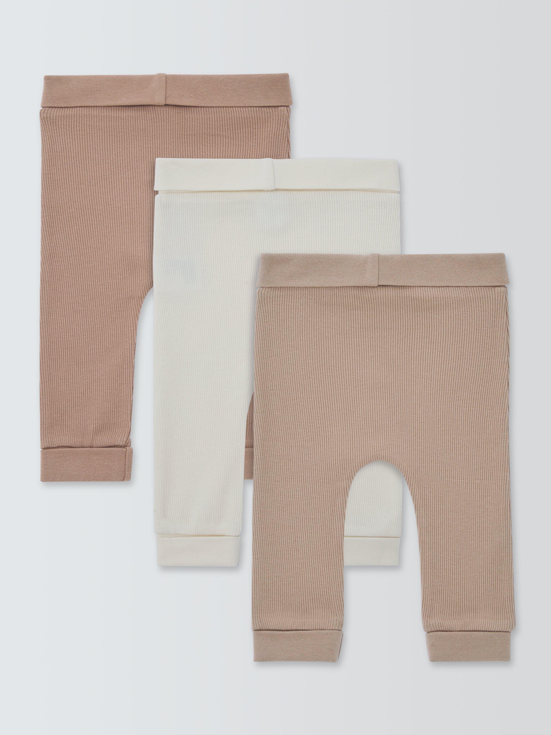 Product image 2 of 3, which shows John Lewis Baby Ribbed Leggings, Pack of 3, Neutral Multi, Newborn