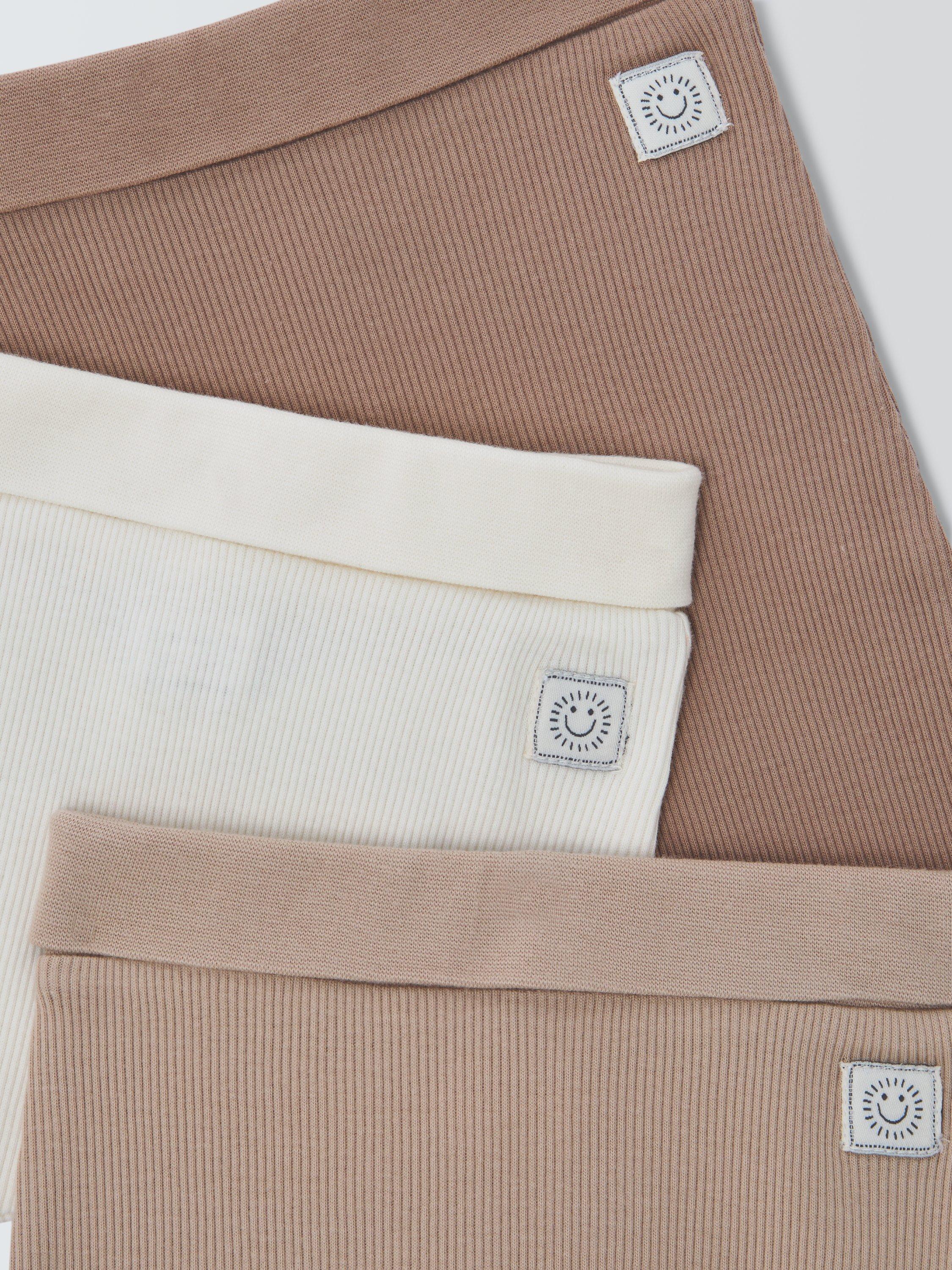 Product image 3 of 3, which shows John Lewis Baby Ribbed Leggings, Pack of 3, Neutral Multi, Newborn