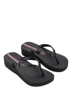 Ipanema Mesh Wedge Flip Flops, Black - view 2, Black