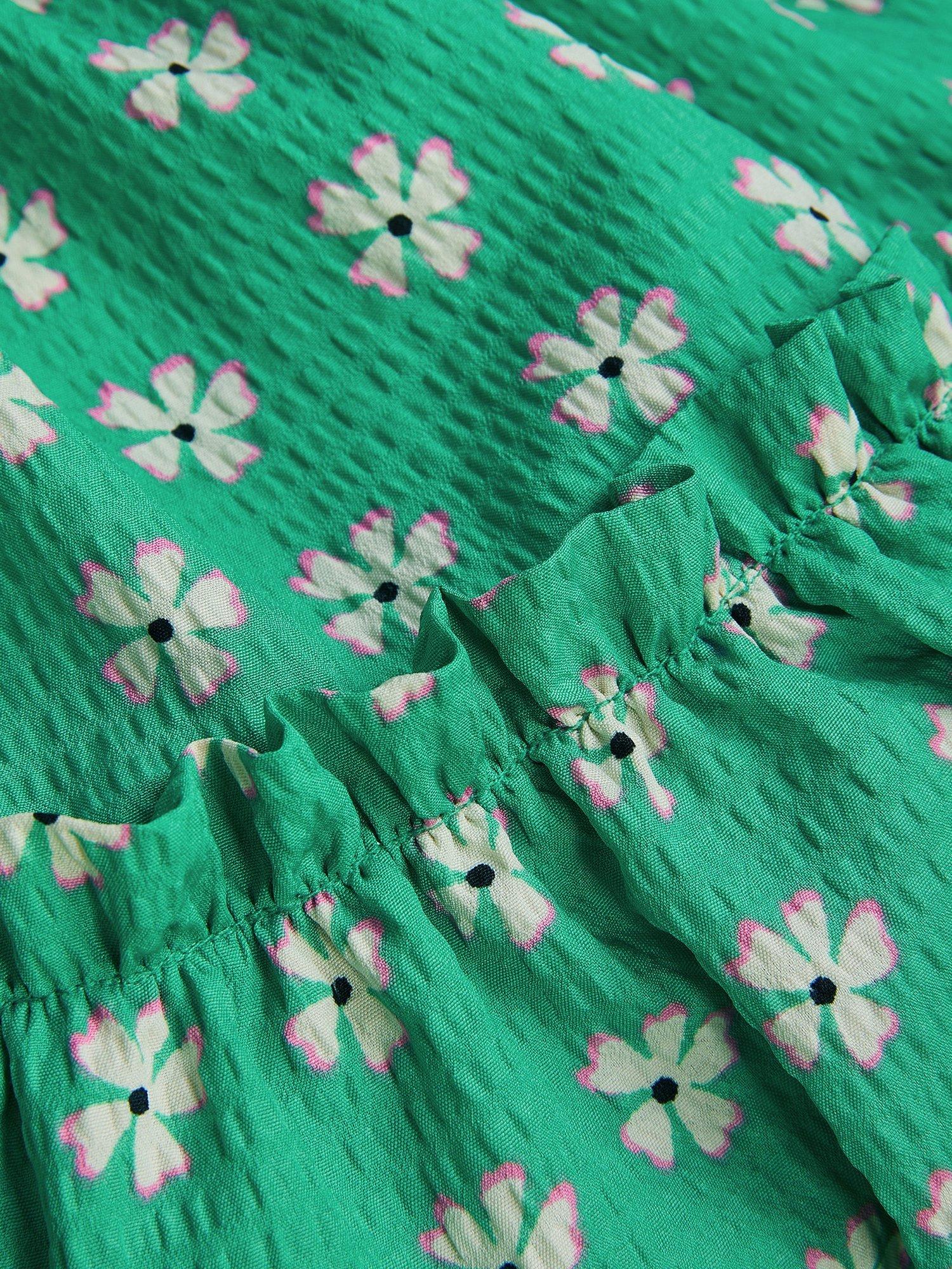 Product image 3 of 3, which shows Monsoon Kids' Floral Frill Skirt, Green, 5-6 years