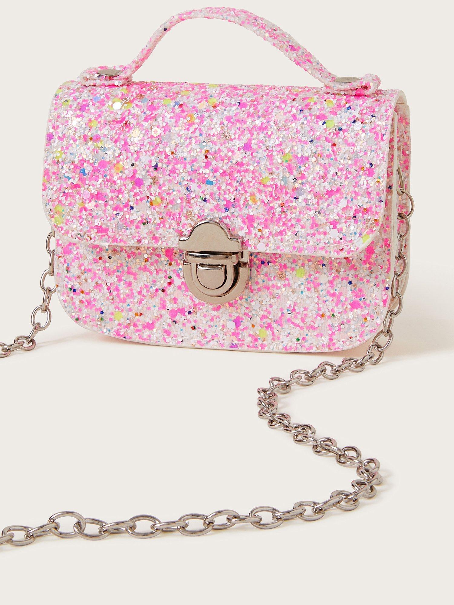 Product image 3 of 4, which shows Monsoon Kids' Glitter Satchel Bag, Pink, One Size