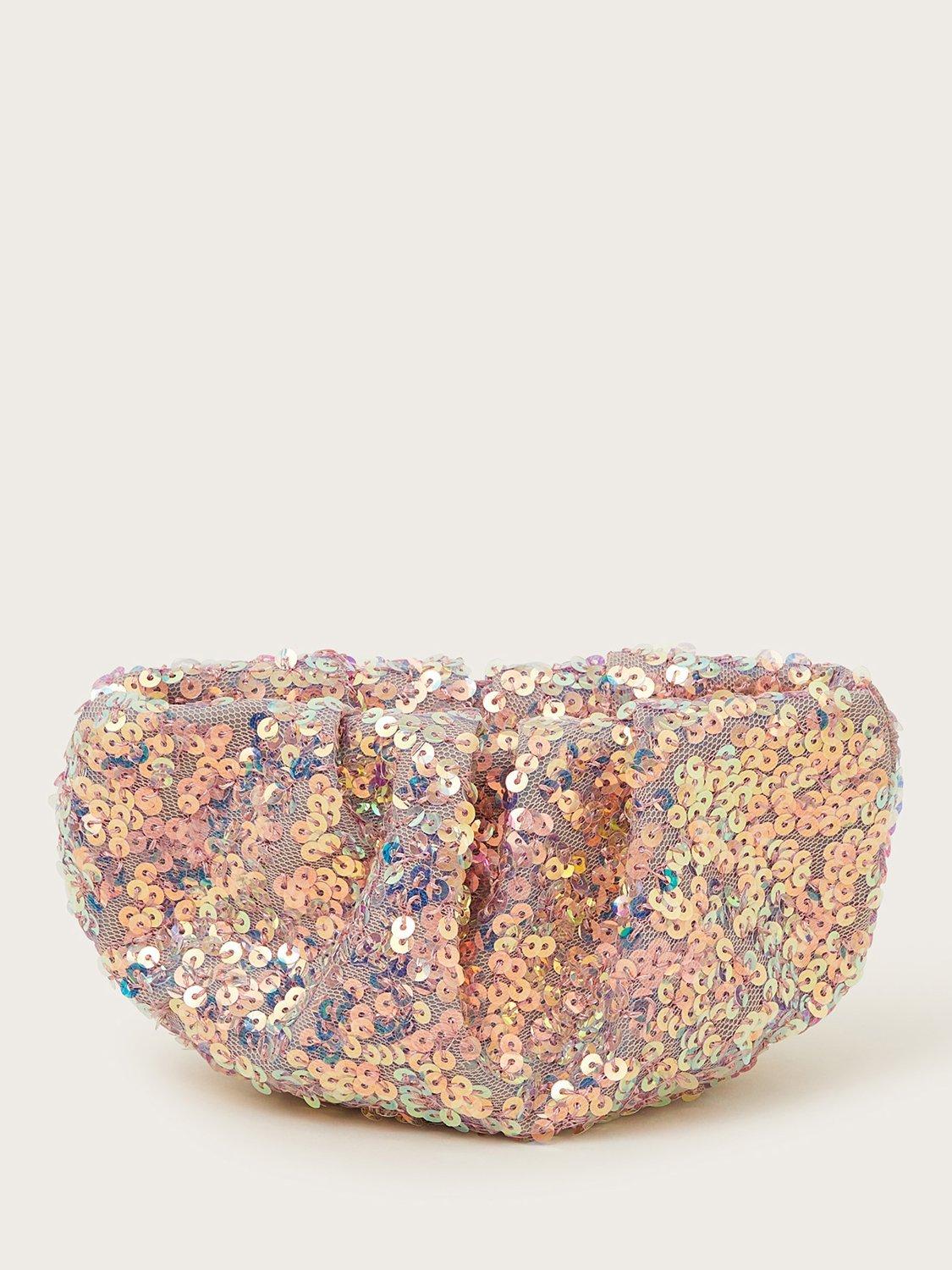 Product image 1 of 4, which shows Monsoon Kids' Sequin Ruched Bag , Pink, One Size