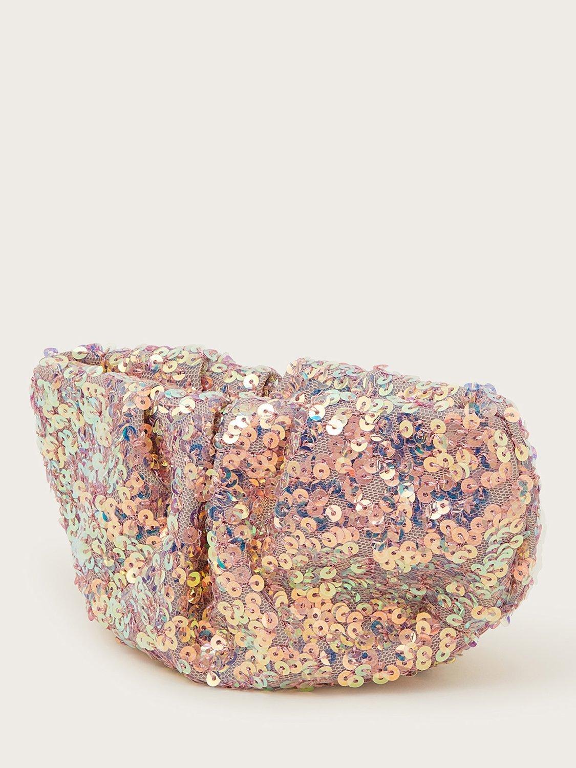 Product image 2 of 4, which shows Monsoon Kids' Sequin Ruched Bag , Pink, One Size