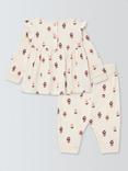 John Lewis Baby Floral Top and Trousers Set, White