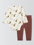 John Lewis Baby Pear Long Sleeve Bodysuit and Leggings Set, White Multi