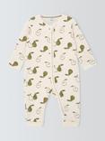 John Lewis Baby Pear Zip Through Quilted Romper, White