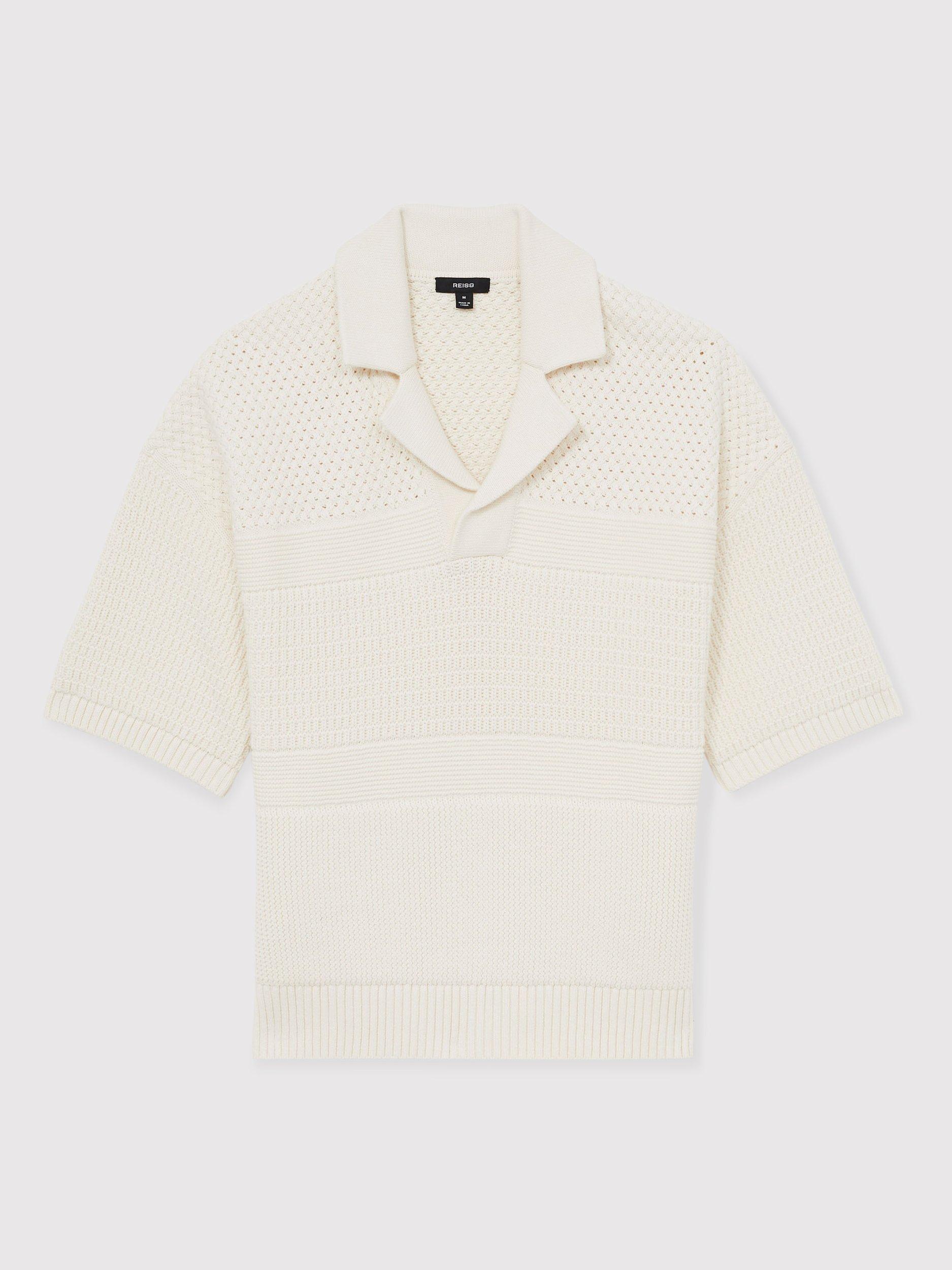Product image 4 of 5, which shows Reiss Gentry Cotton Polo Neck Knit, Off White, XS