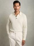 Reiss Jacob Long Sleeve Knitted Polo Shirt, Off White