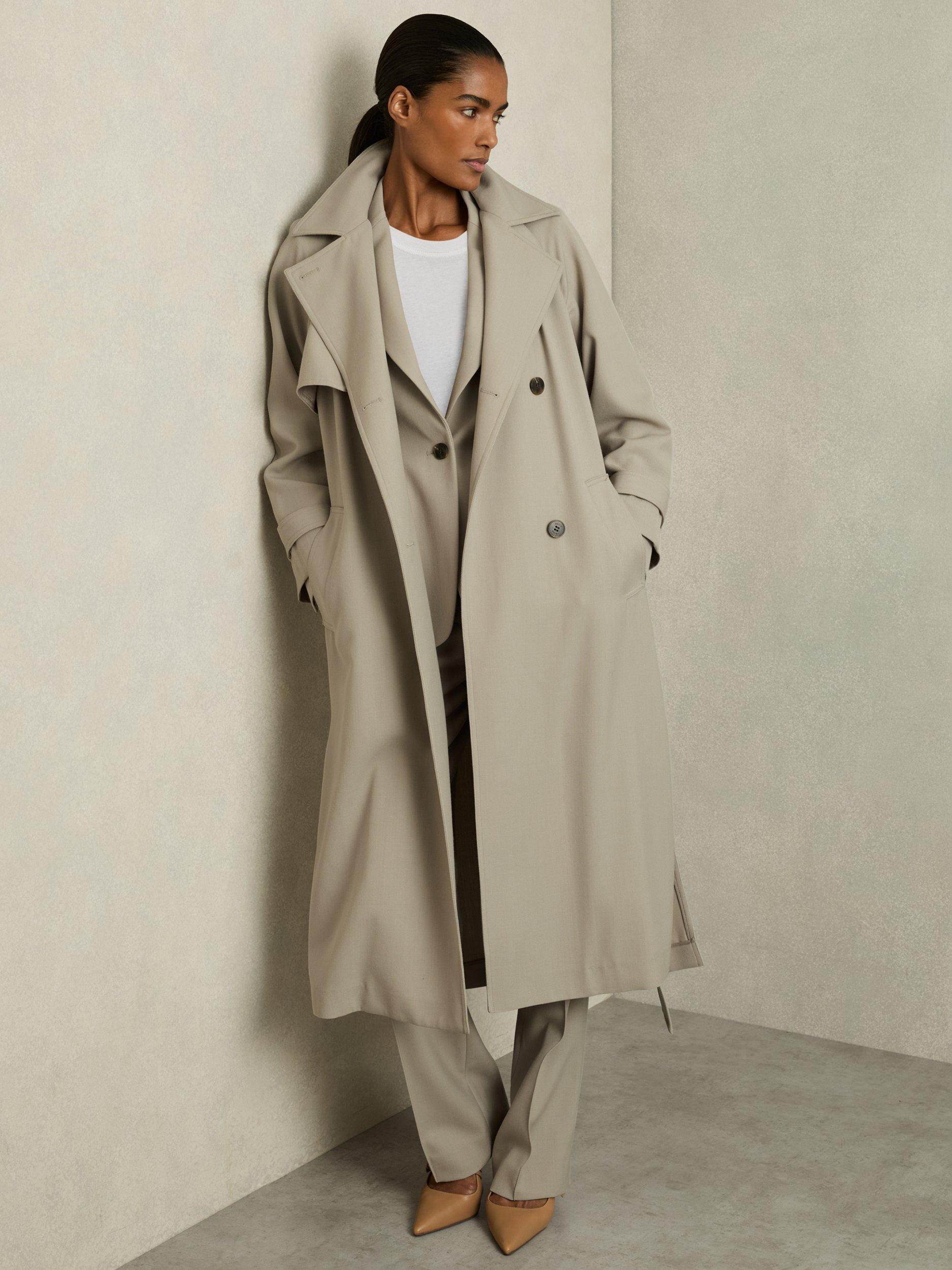 Reiss Maddox Wool Rich Trench Coat, Neutral