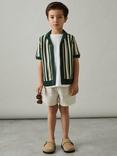 Reiss Kids' Carrington Stripe Crochet Shirt, Green