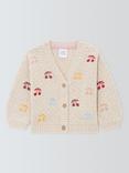 John Lewis Baby Embroidered Cherry Cardigan, Natural