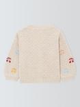 John Lewis Baby Embroidered Cherry Cardigan, Natural
