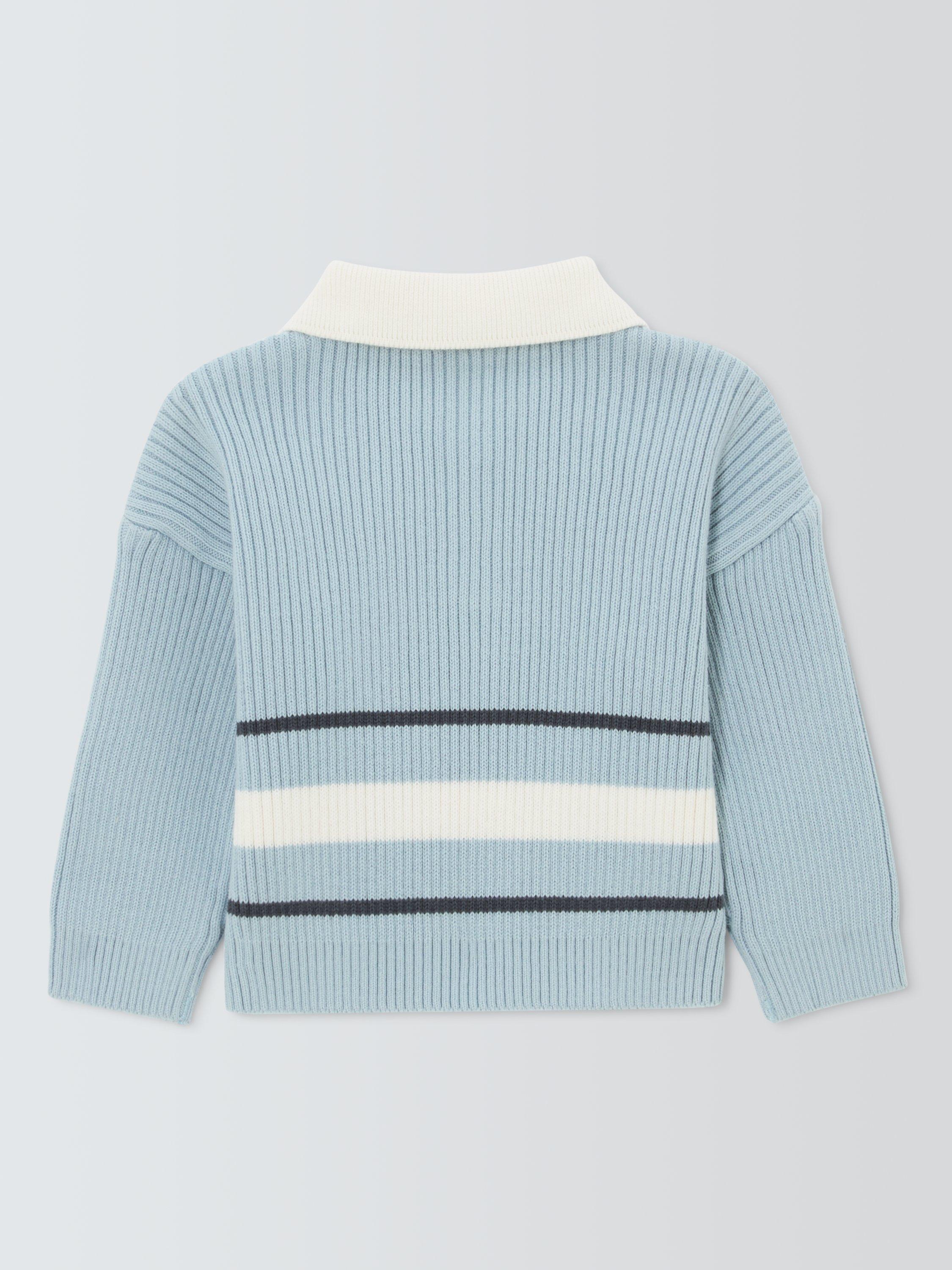 Product image 2 of 3, which shows John Lewis Baby Revere Collar Jumper, Blue, 0-3 months